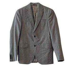 NEW Ted Baker Men's Plaid Stretch Sports Jacket w/ Enamel Flower Pin 36R